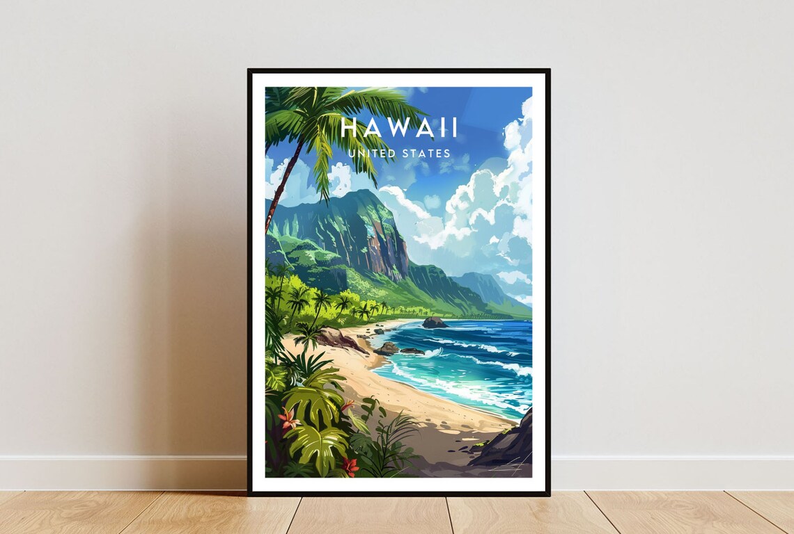 Hawaii Travel Poster, United States Wall Art Print