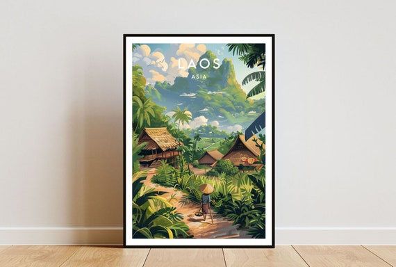 Laos Travel Print Laos Poster Travel Wall Art Laos Print Travel Poster Backpacking Poster Se Asia Home Wall Decor Laos Home Wall Art