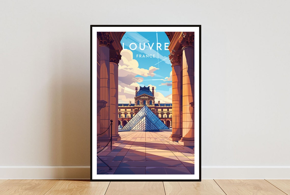 Louvre Travel Print France Louvre Poster France Poster Travel Wall Art France Print Poster France Europe Louvre Paris Wall Art