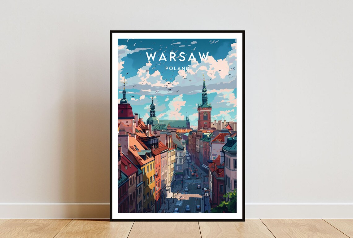Warsaw Travel Poster, Poland European Wall Art