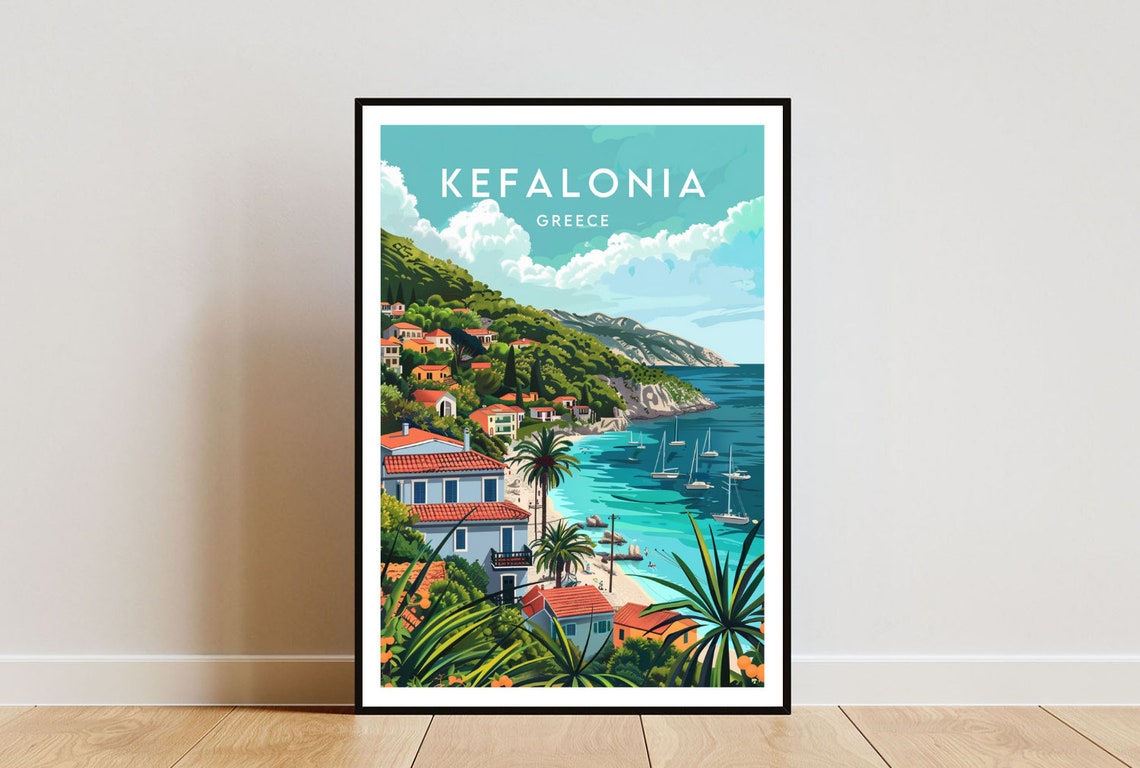 Kefalonia Travel Print Greece Kefalonia Poster Greece Poster Travel Wall Art Greece Print Poster Greece Europe Kefalonia Wall Art