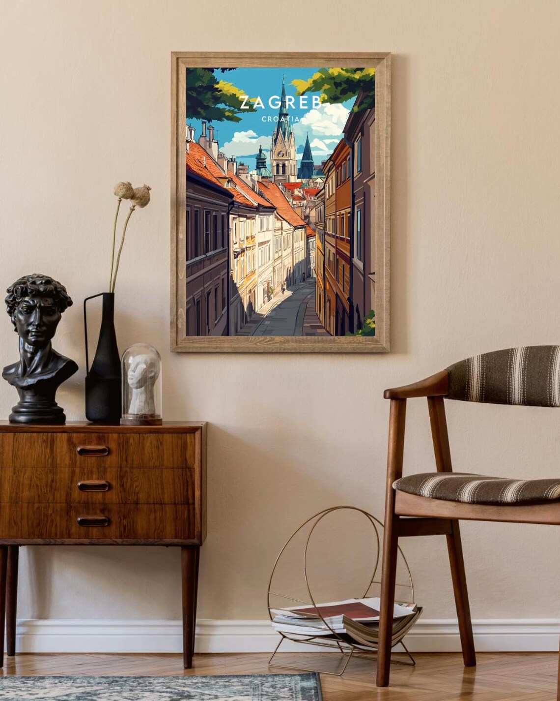 Zagreb Croatia Historic Old Town Cathedral Street Travel Poster - Image 2
