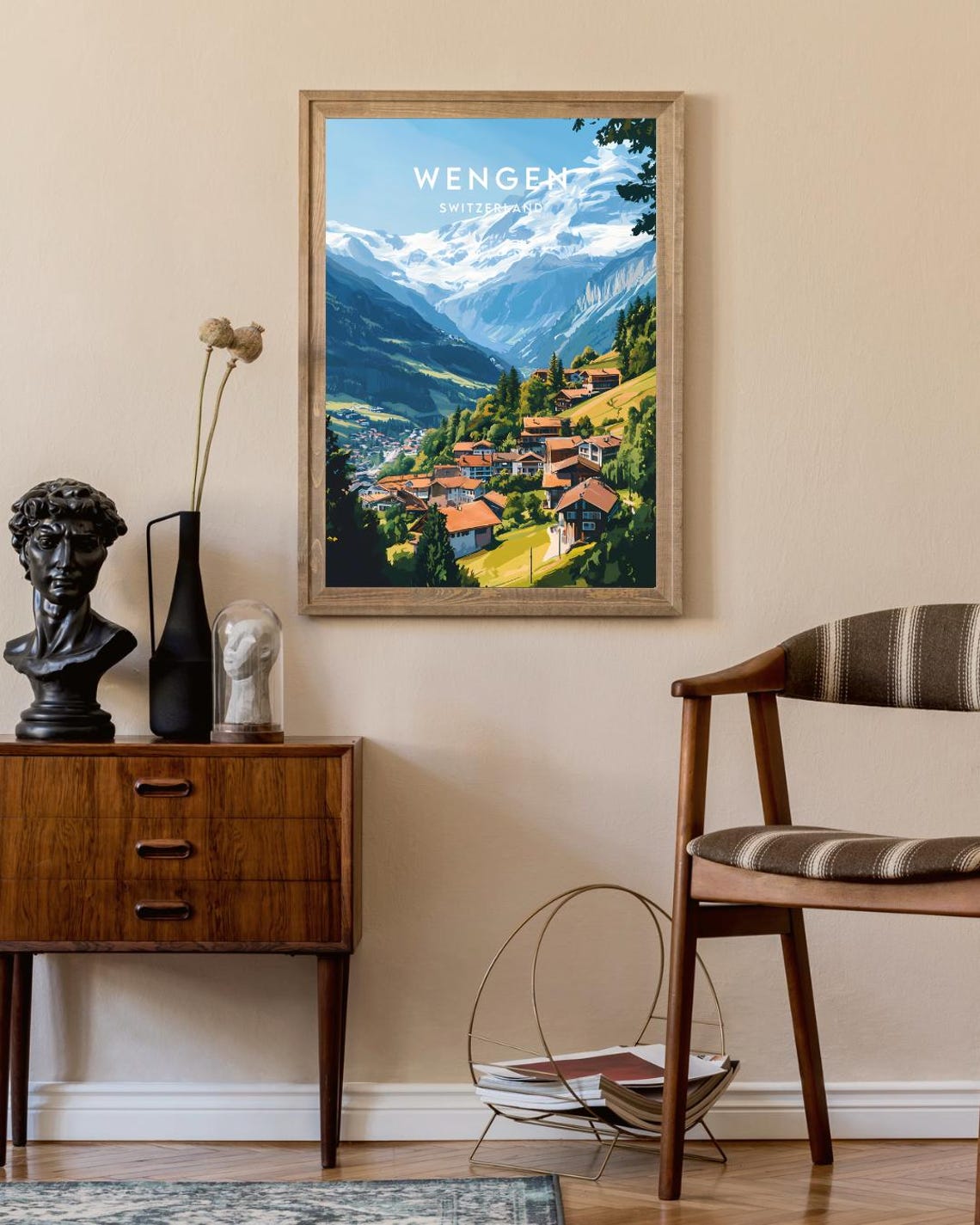 Wengen Travel Print Switzerland Wengen Poster Switzerland Poster Travel Wall Art Switzerland Print Switzerland Wengen Skiing Poster - Image 2
