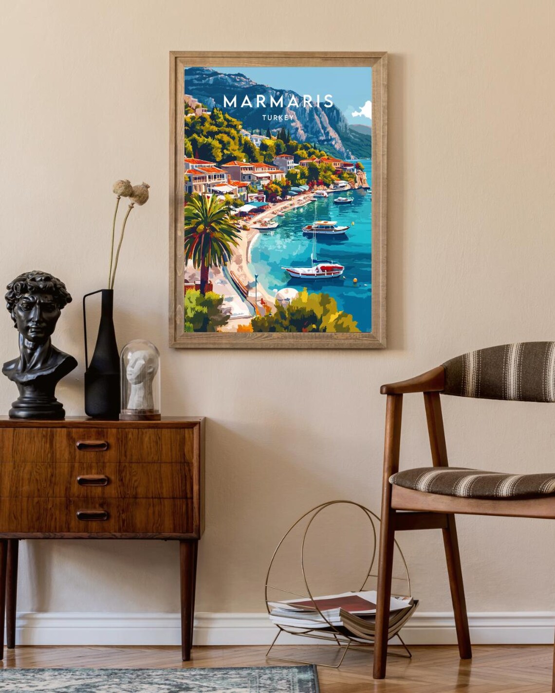 Marmaris Turkey Turquoise Bay Beach Boats Coastal Travel Poster - Image 2
