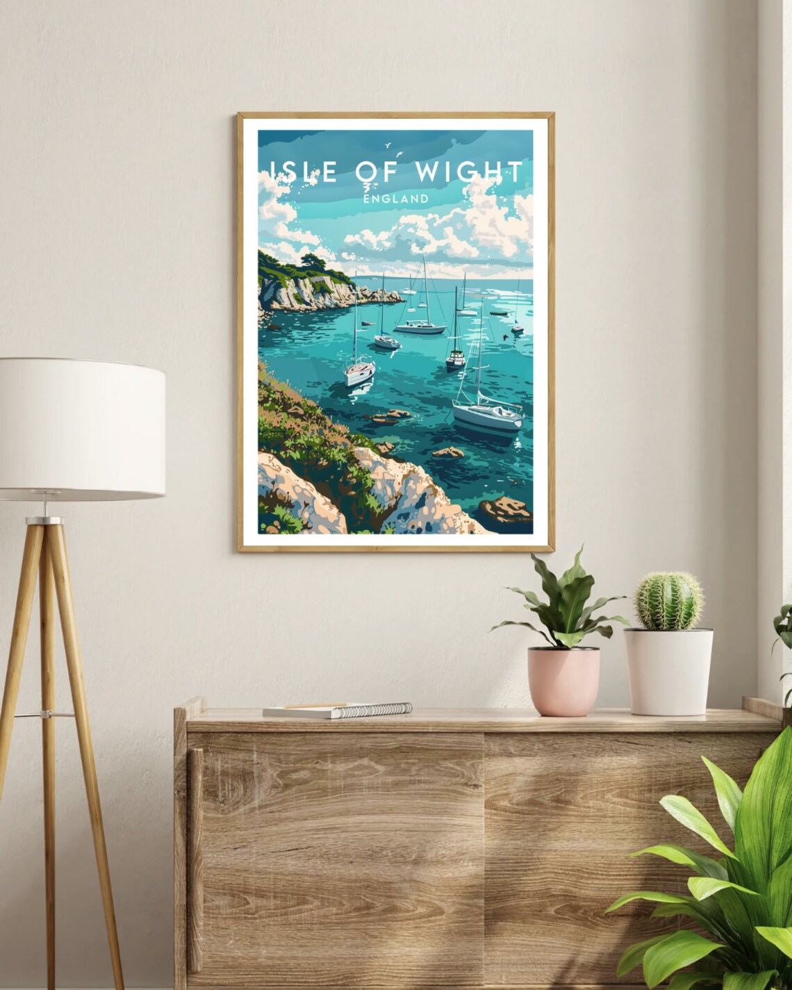 Isle of Wight England Sailboats in a Turquoise Bay Art Poster - Image 3