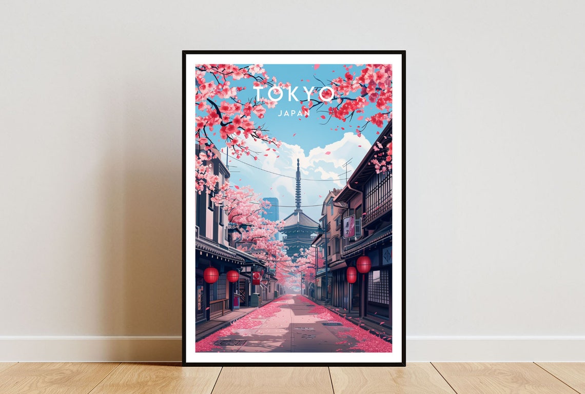 Tokyo Travel Print Japan Tokyo Poster Japan Poster Travel Wall Art Japan Print Tokyo Tokyo Japanese Poster Blossom Trees Japan