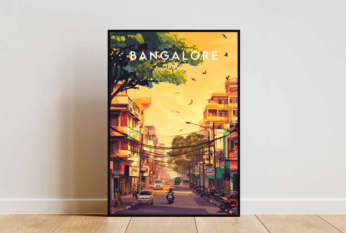 Bangalore Travel Poster, Bengaluru India Travel Art