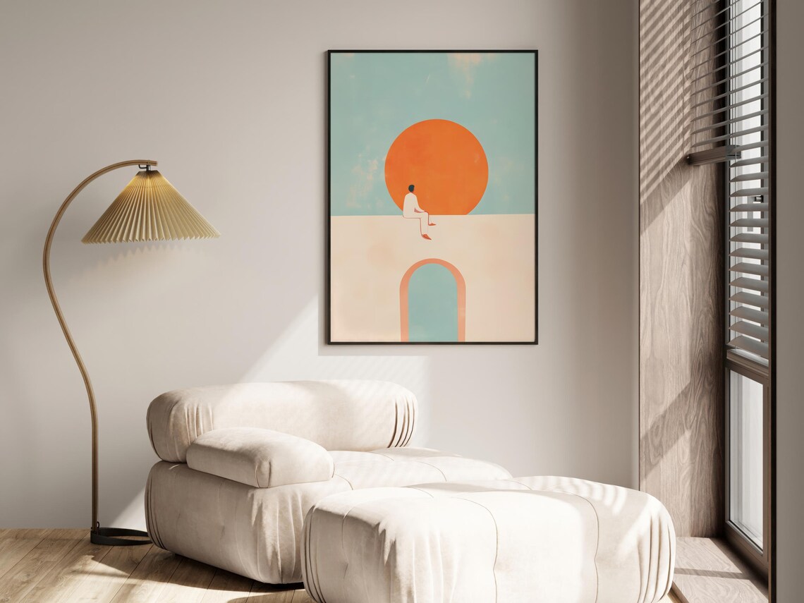 Minimalist Abstract Sunset Wall Art Abstract Sun Art Modern Wall Decor Minimal Art Print Minimal Sunset Art Contemporary Architecture Art - Image 3