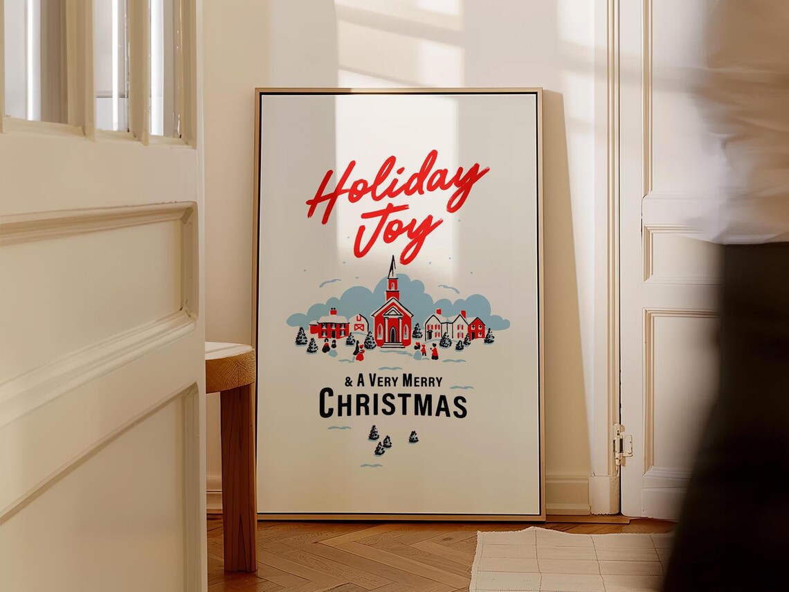 Holiday Joy Christmas Retro Kitchen Art Print