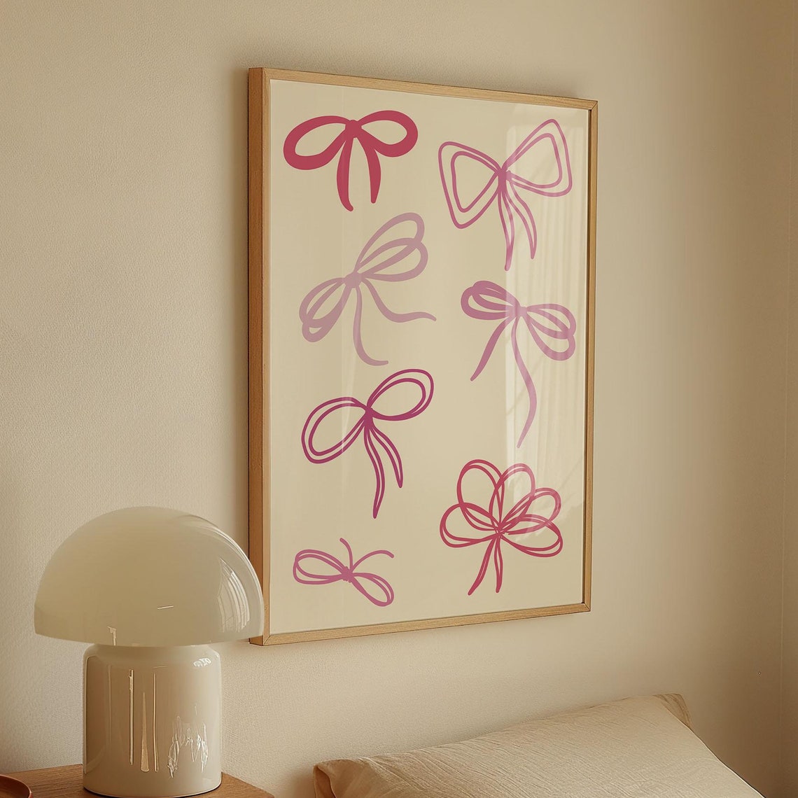 Pink Coquette Bow Doodle Art Cute Trendy Bedroom Wall Poster