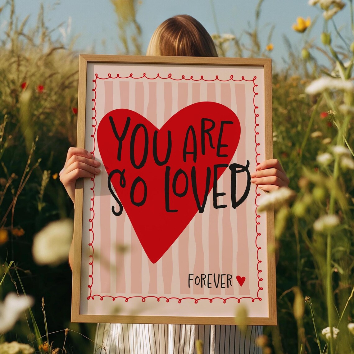 You Are So Loved Red Heart Nursery Art Print
