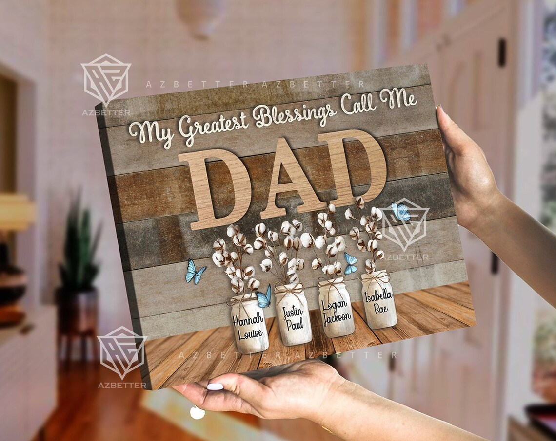 My Greatest Blessings Call Me Dad Cotton Mason Jar Names Gift Poster