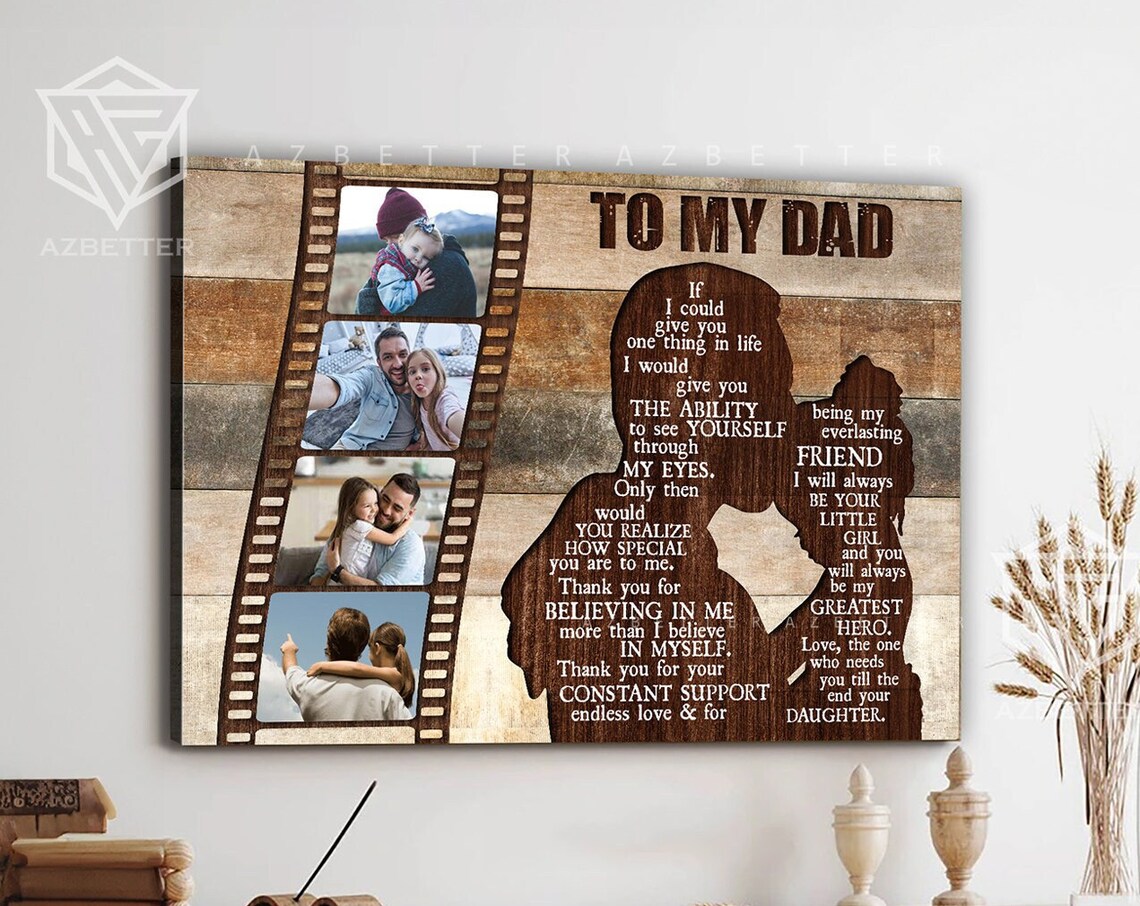 To My Dad Greatest Hero Silhouette Daughter Quote Tribute Photo Poster