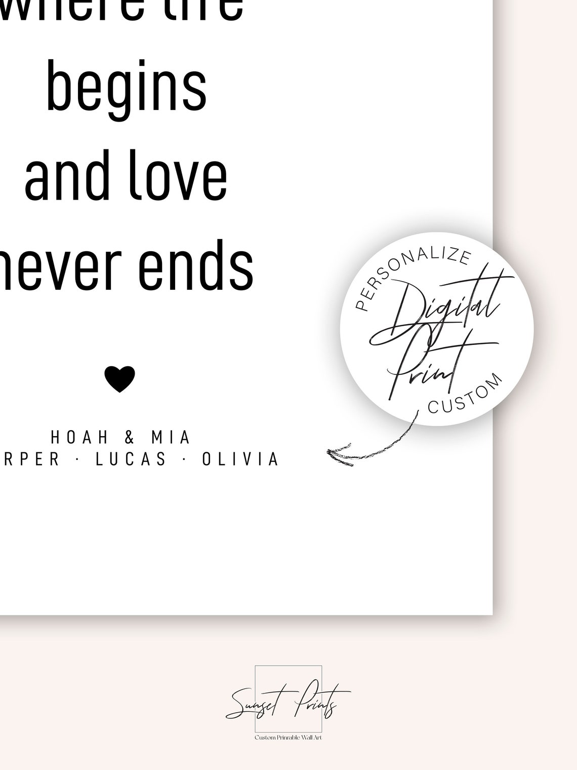 Family Where Life Begins And Love Never Ends Personalized Quote Poster - Image 4