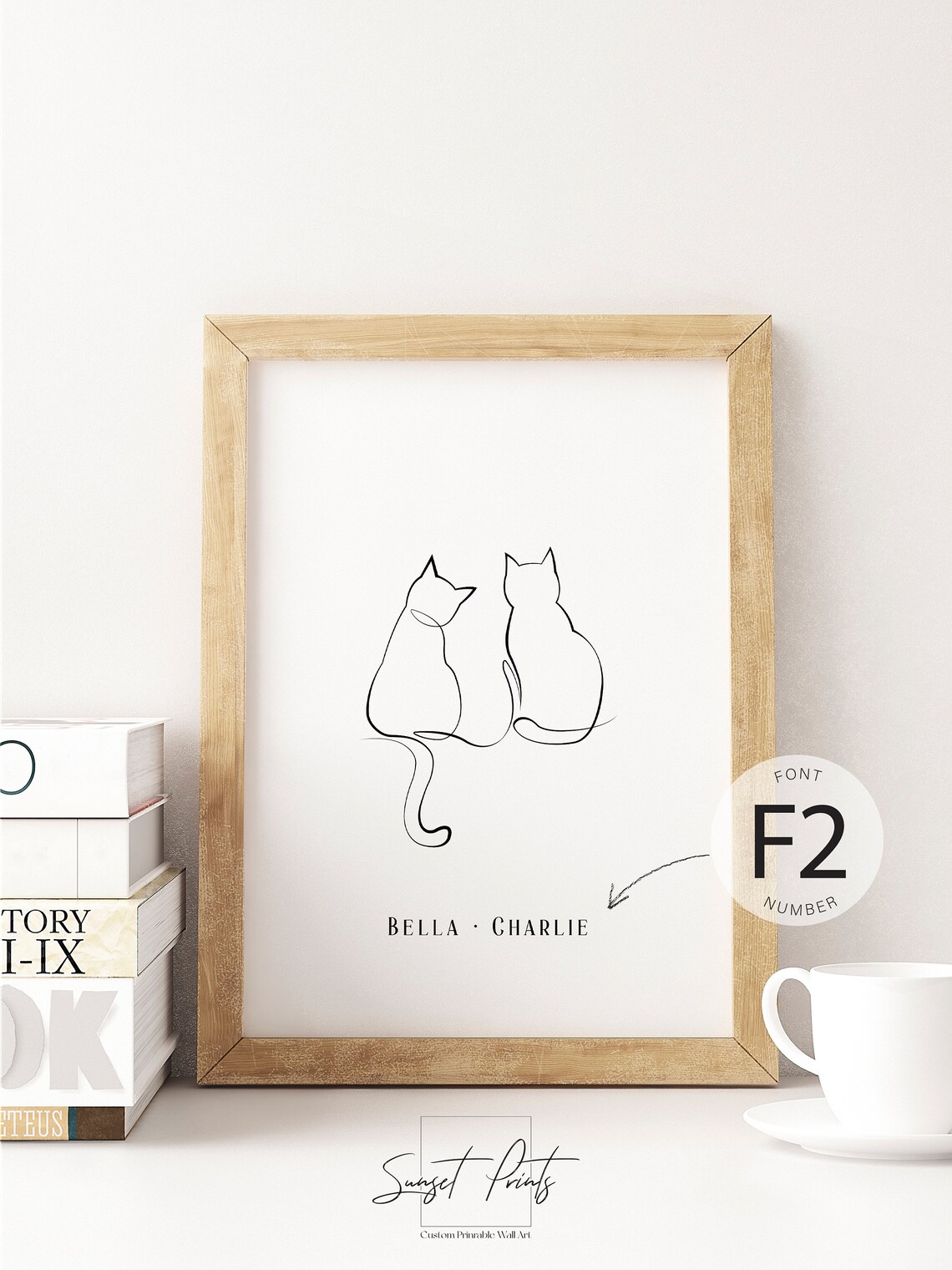 Personalised Cats Line Art Poster, Custom Pet Gift - Image 4