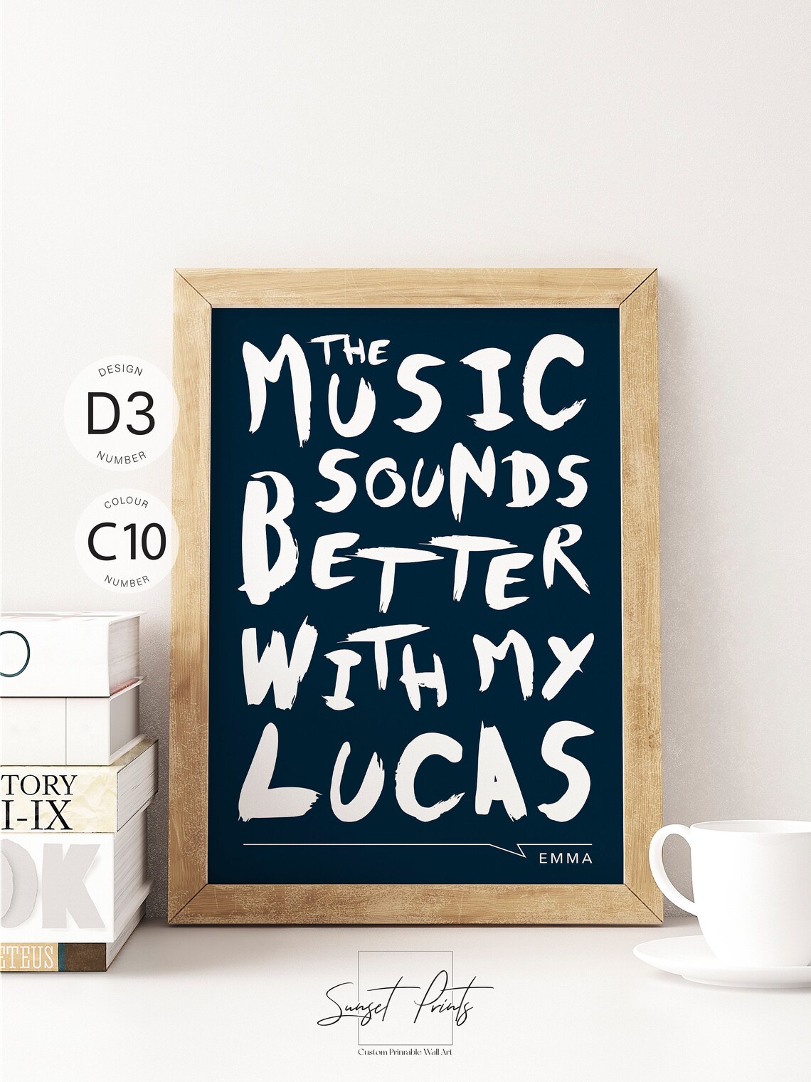 The Music Sounds Better Together Quote Personalized Couple Names Wall Poster - Image 4