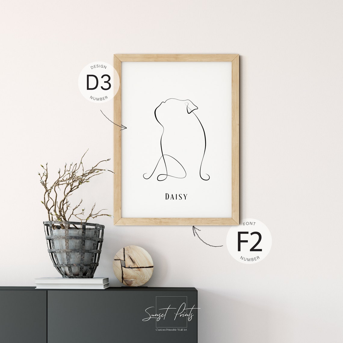 French Bulldog Customisable Gift Dog Lover Puppy Art Bulldog Line Drawing French Bulldog Silhouette Poster Gift Idea Animal Lover - Image 2