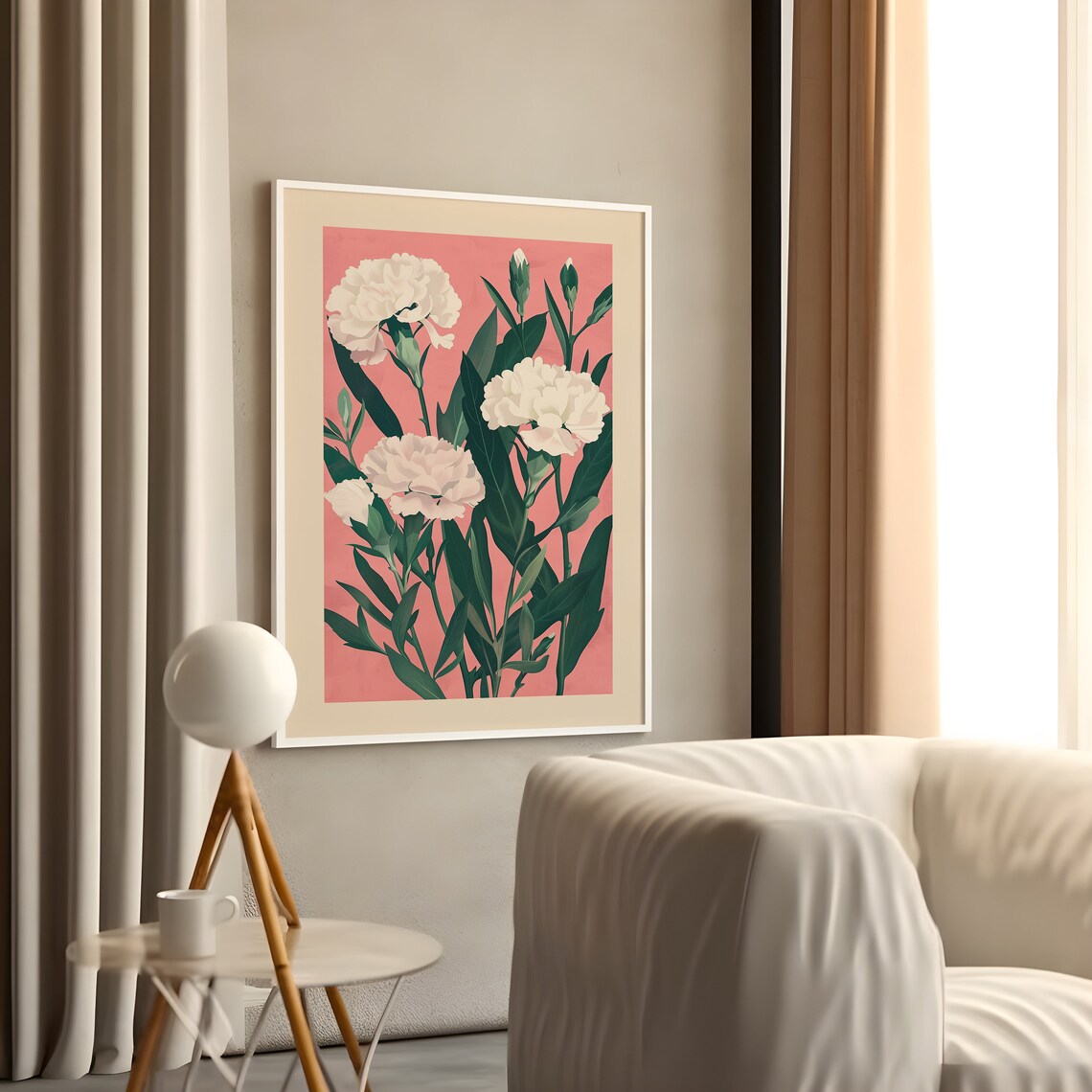 January Carnation Birth Flower Art Print, Botanical - Image 4