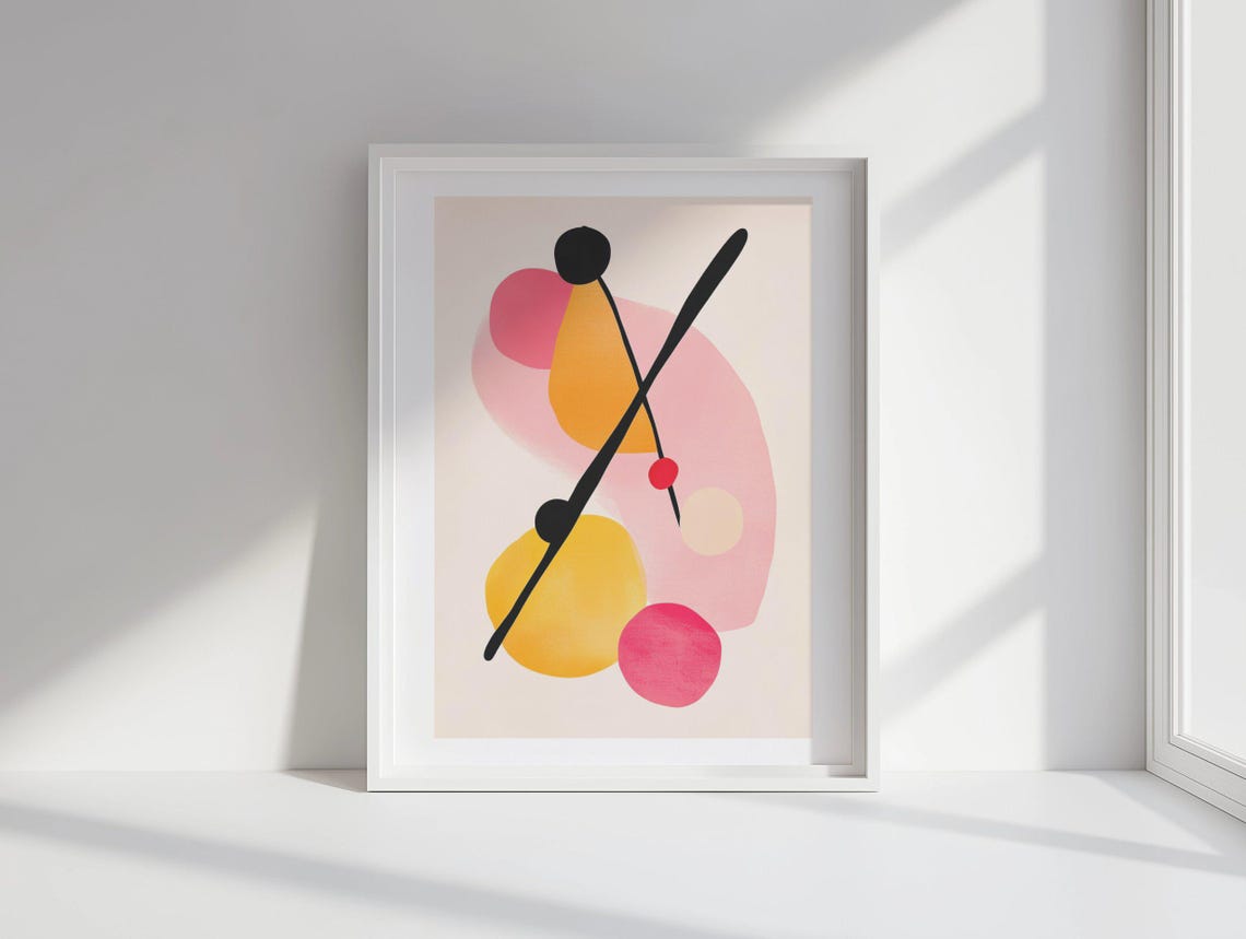 Pink Gold and Black Geometric Bauhaus Inspired Abstract Poster - Image 4