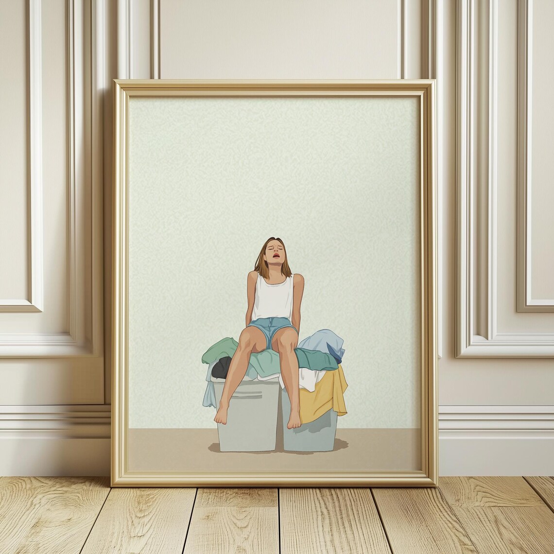 Mother Vs Laundry Funny Watercolor Motherhood Chaos Wall Art - Image 3