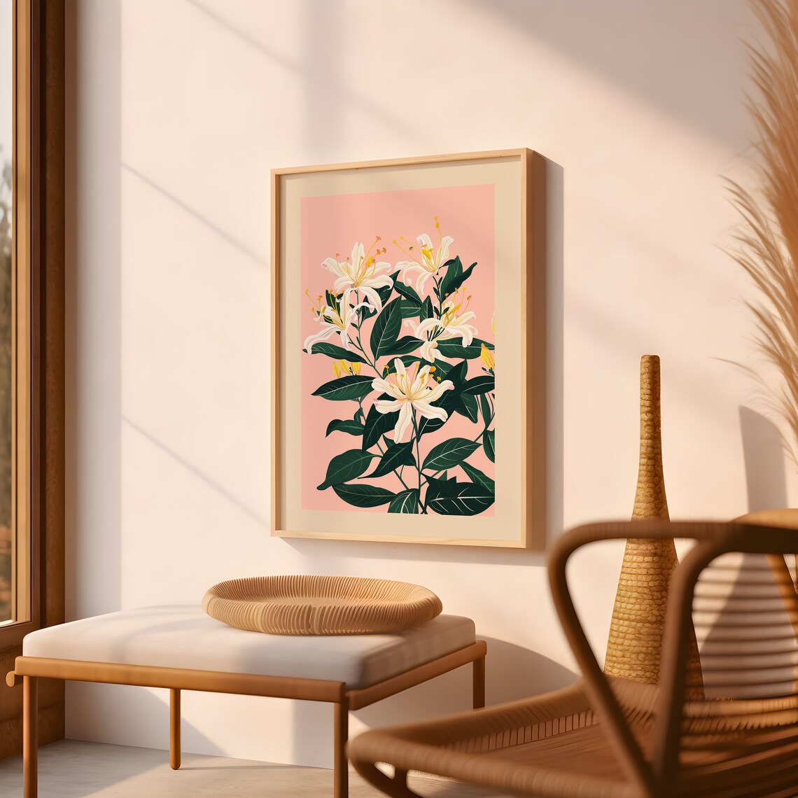 Honeysuckle Botanical Artwork, June Birth Flower Art Print - Image 3