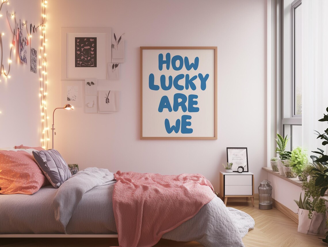 How Lucky Are We Typography Print, Retro Poster - Image 4