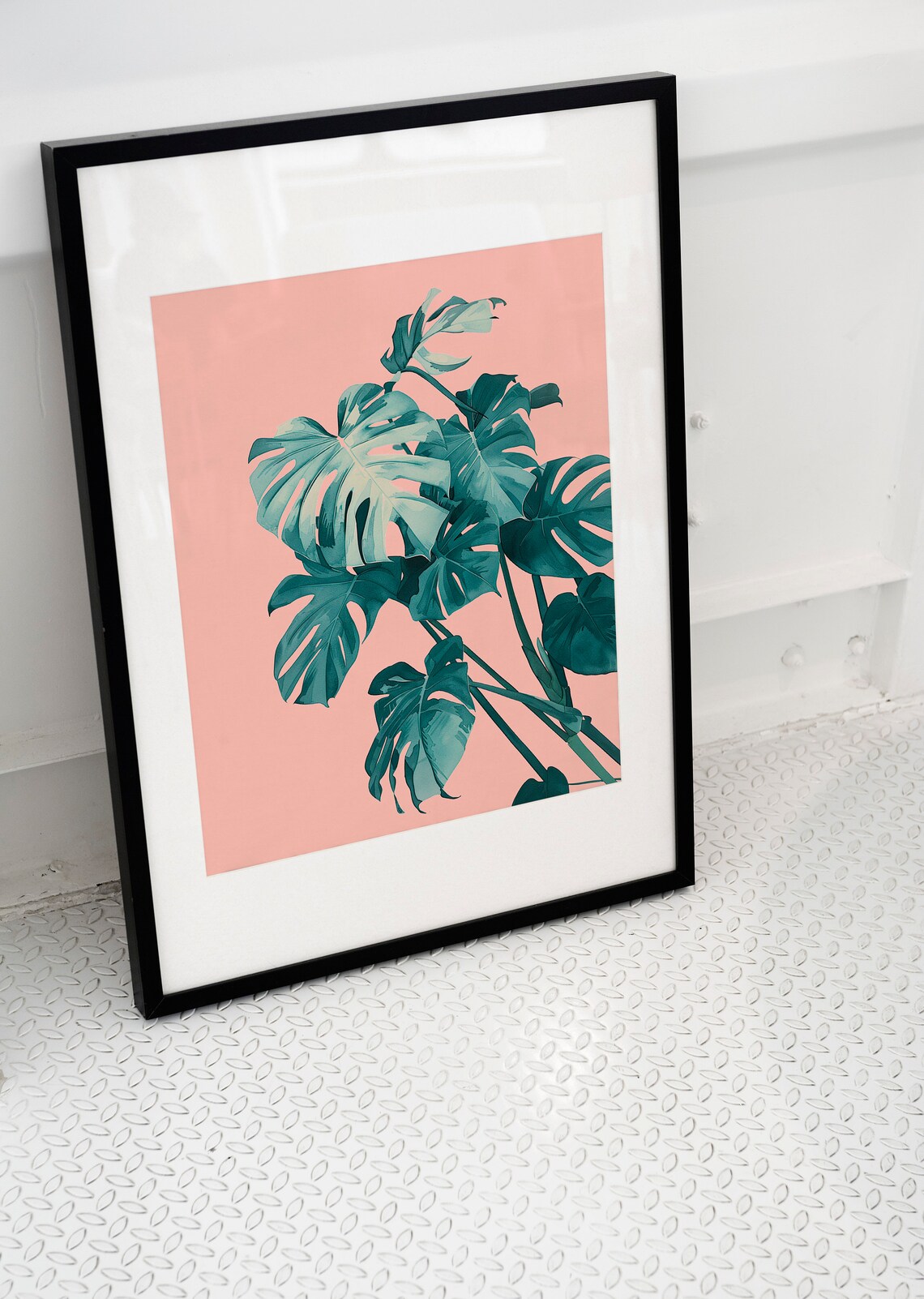 Tropical Monstera Leaf Art Print, Pink Aesthetic - Image 4