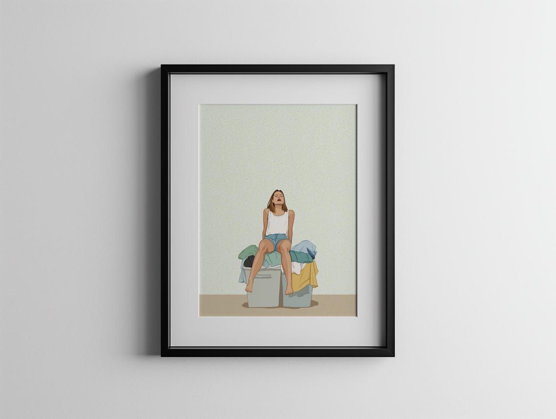 Mother Vs Laundry Funny Watercolor Motherhood Chaos Wall Art - Image 4