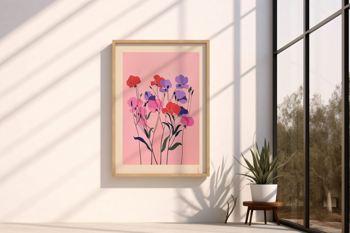 April Sweet Pea Botanical Art Print, Personalized - Image 4