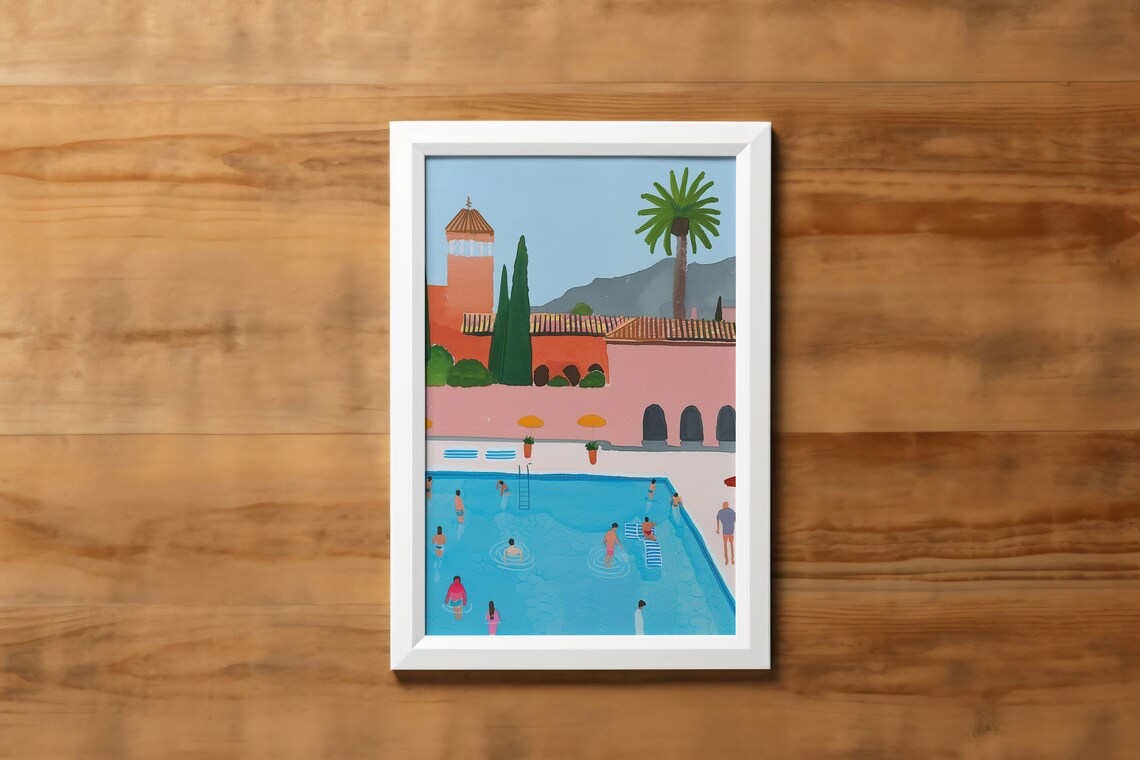 Swimming Pool Minimalist Gouache Travel Poster - Image 3