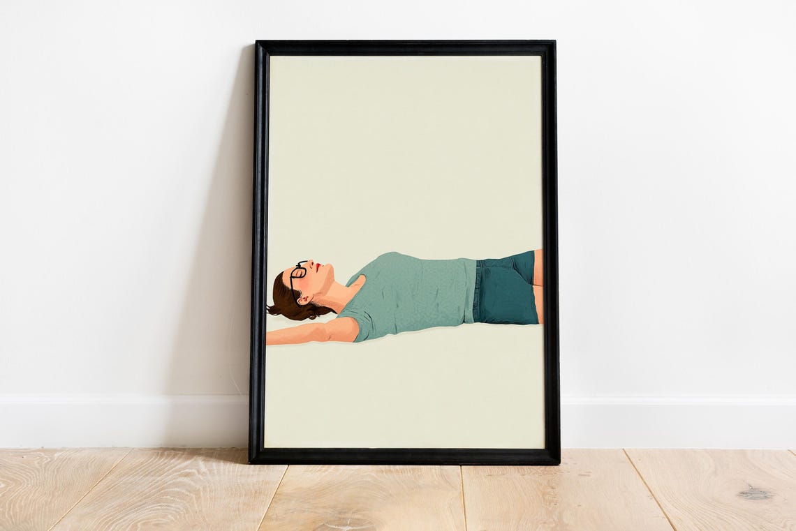 Sleeping Mother On Floor Funny Watercolor Motherhood Wall Art - Image 2