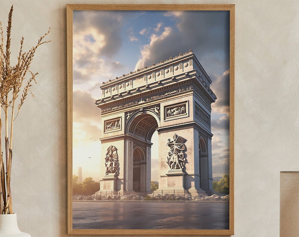 Arc de Triomphe Paris Golden Sunset Monument Photographic Poster
