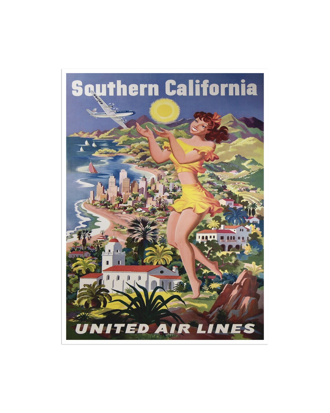Southern California Travel Poster, Home Decor Art Print
