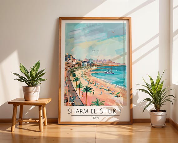 Sharm El Sheikh Egypt Poster Red Sea Coastal Travel Wall Art Egyptian Resort Print For Kitchen Or Bathroom Snorkeling Paradise Decor