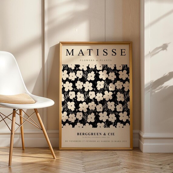 Matisse Flowers and Plants Black White Floral Pattern Exhibition Poster