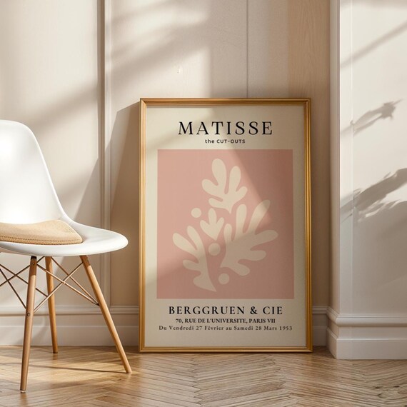 Matisseinspired Coral Cluster Print Soft Pink Abstract Cutout Art French Minimal Organic Poster Office Bedroom Kitchen Living Room
