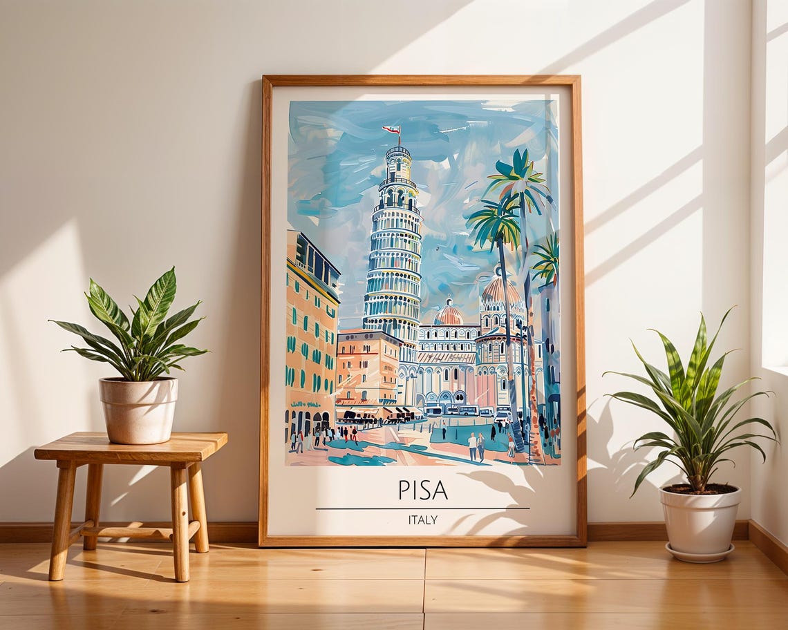 Pisa Italy Leaning Tower Cathedral Square Sunny Scene Poster