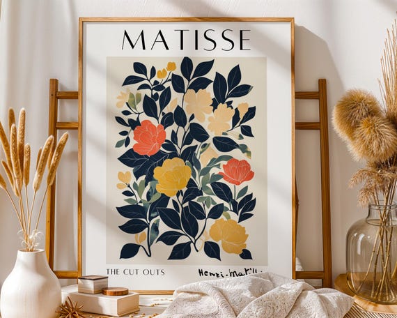Henri Matisse Inspired Botanical Wall Art Lush Floral Cutout Print Vintage Home Decor Modern Boho Nature Poster
