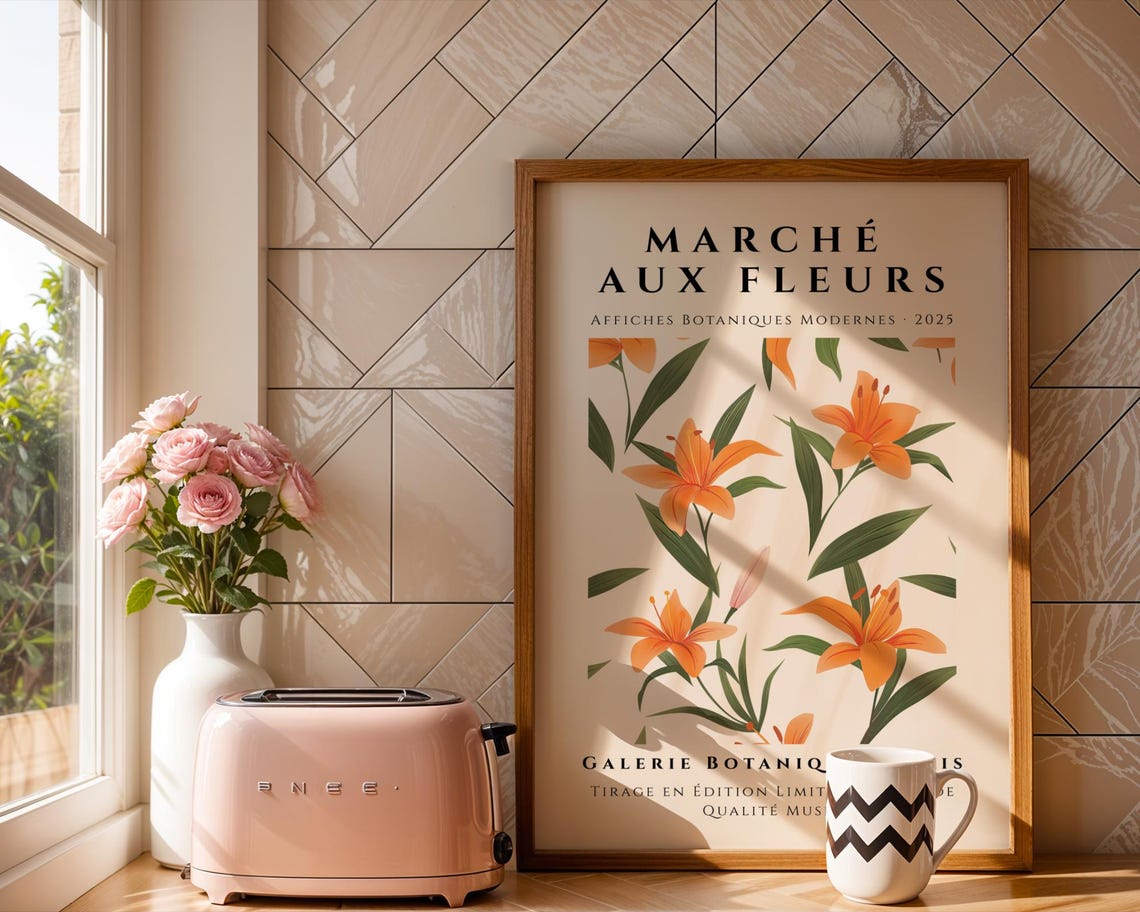 Marché Aux Fleurs Orange Lily Modern Botanical Paris Gallery Poster