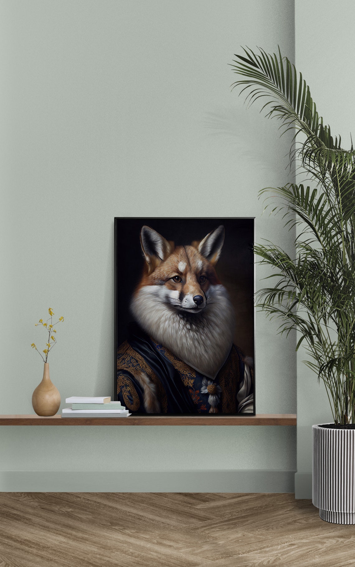 Portrait Of A Noble Fox Baroque Style Wall Decoration Animals Poster Silver Fox - Image 2