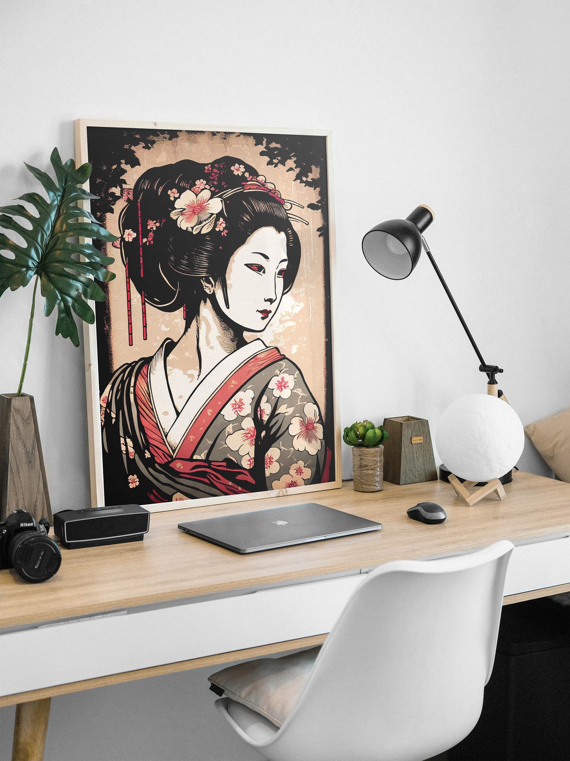 Geisha in Kimono Japanese Ukiyo-e Style Portrait Vintage Art Poster - Image 3