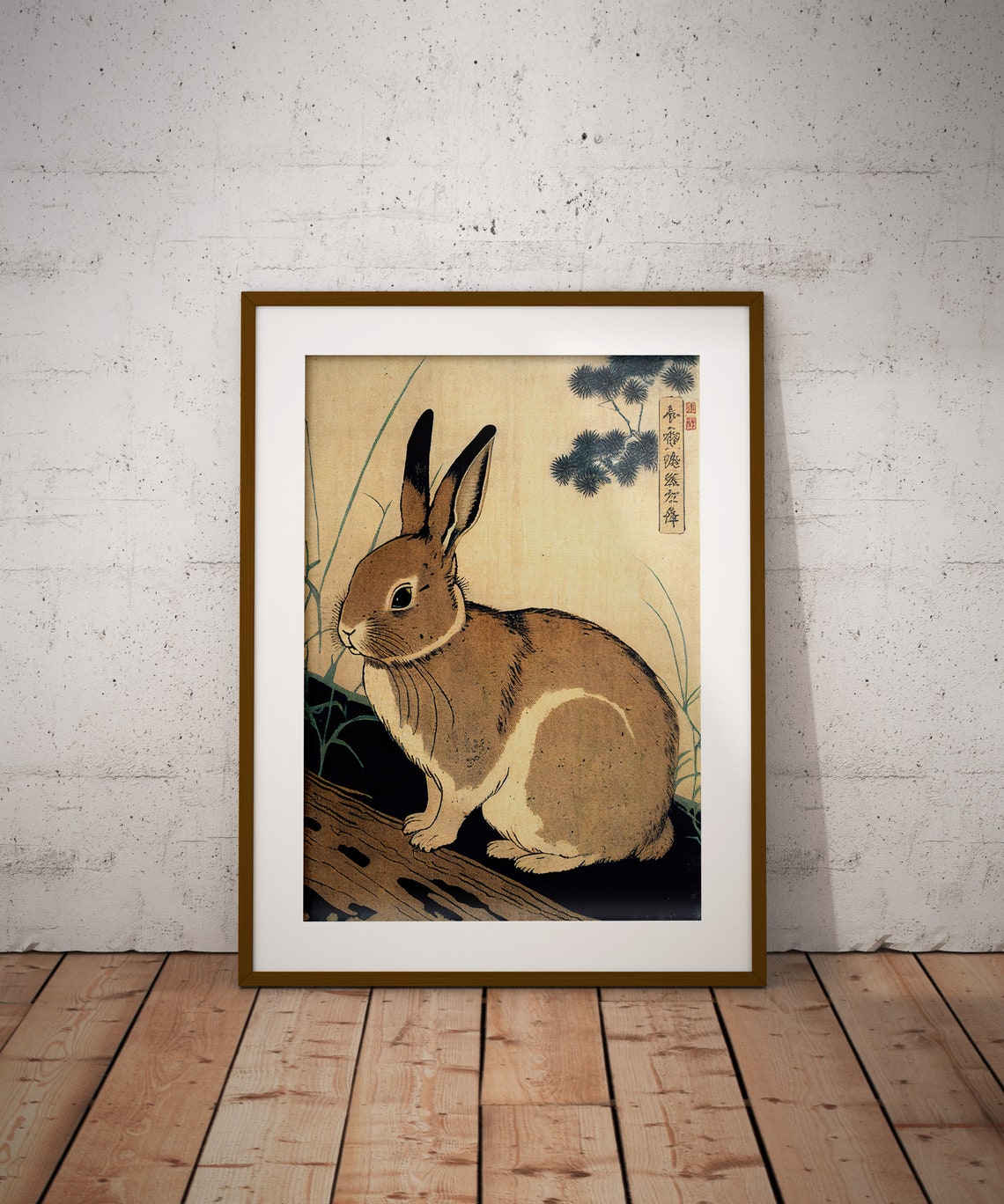 Rabbit in Japanese Ukiyo E Style Vintage Illustration Art Poster - Image 2