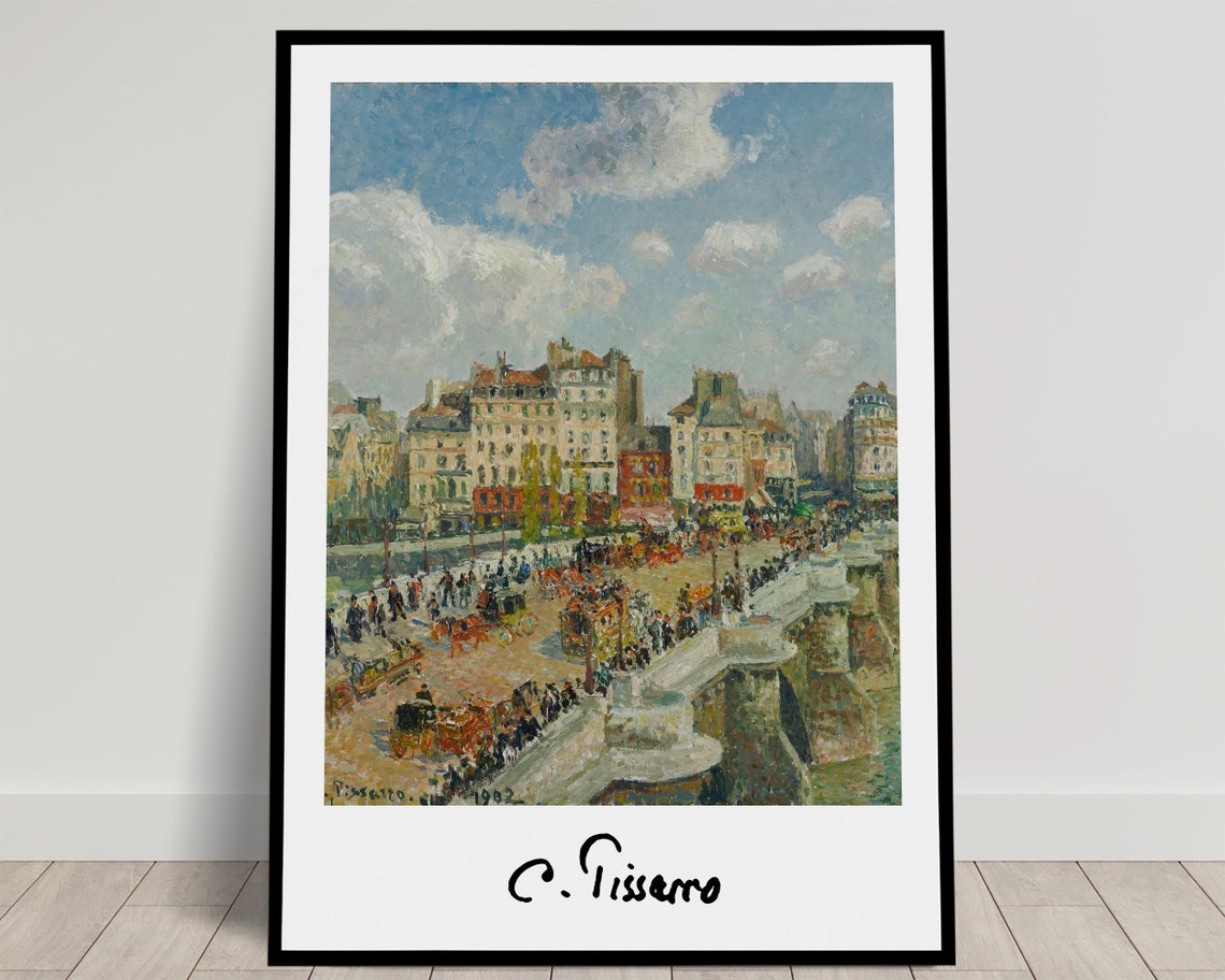 Camille Pissarro Le Pont Neuf Paris Bridge Crowd Scene Poster
