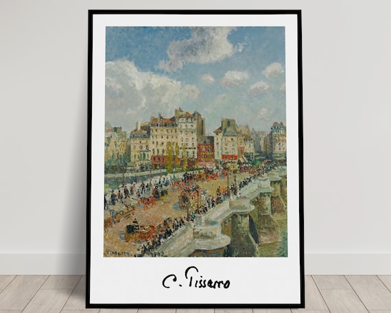 Camille Pissarro Le Pont Neuf Paris Bridge Crowd Scene Poster