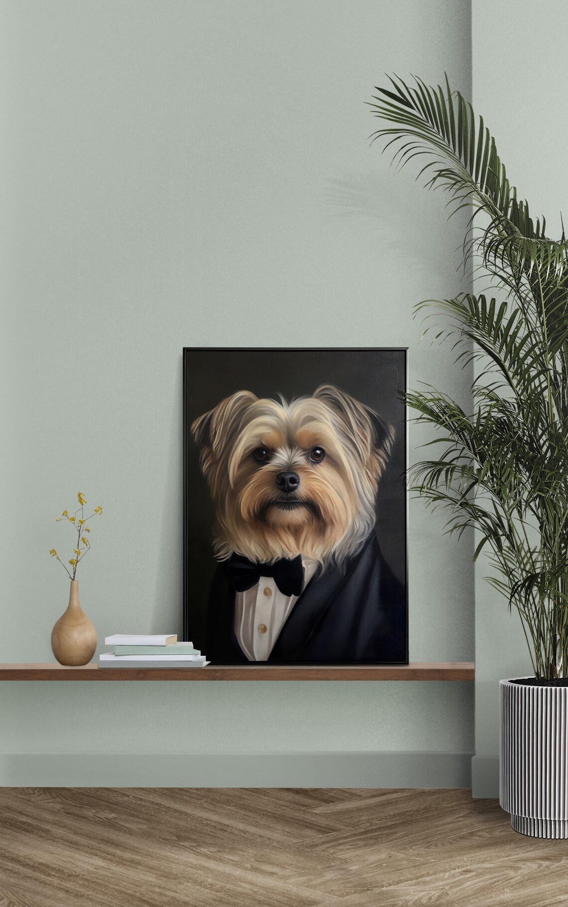 Yorkshire Terrier In Tuxedo Bow Tie Funny Dog Portrait Poster - Image 2
