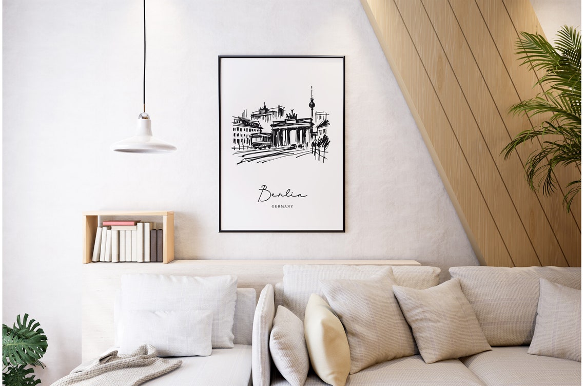 Berlin Skyline Ink Sketch Brandenburg Gate Minimalist Travel Poster - Image 4