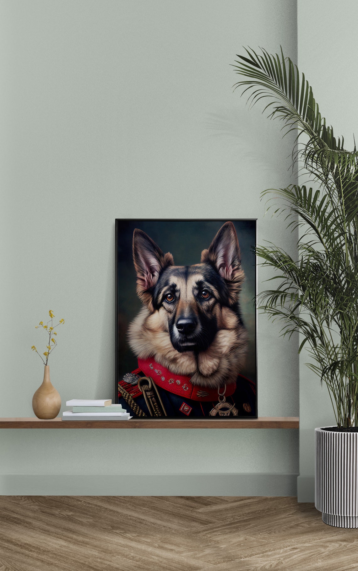 German Shepherd In Military Uniform Heroic Dog Portrait Poster - Image 2