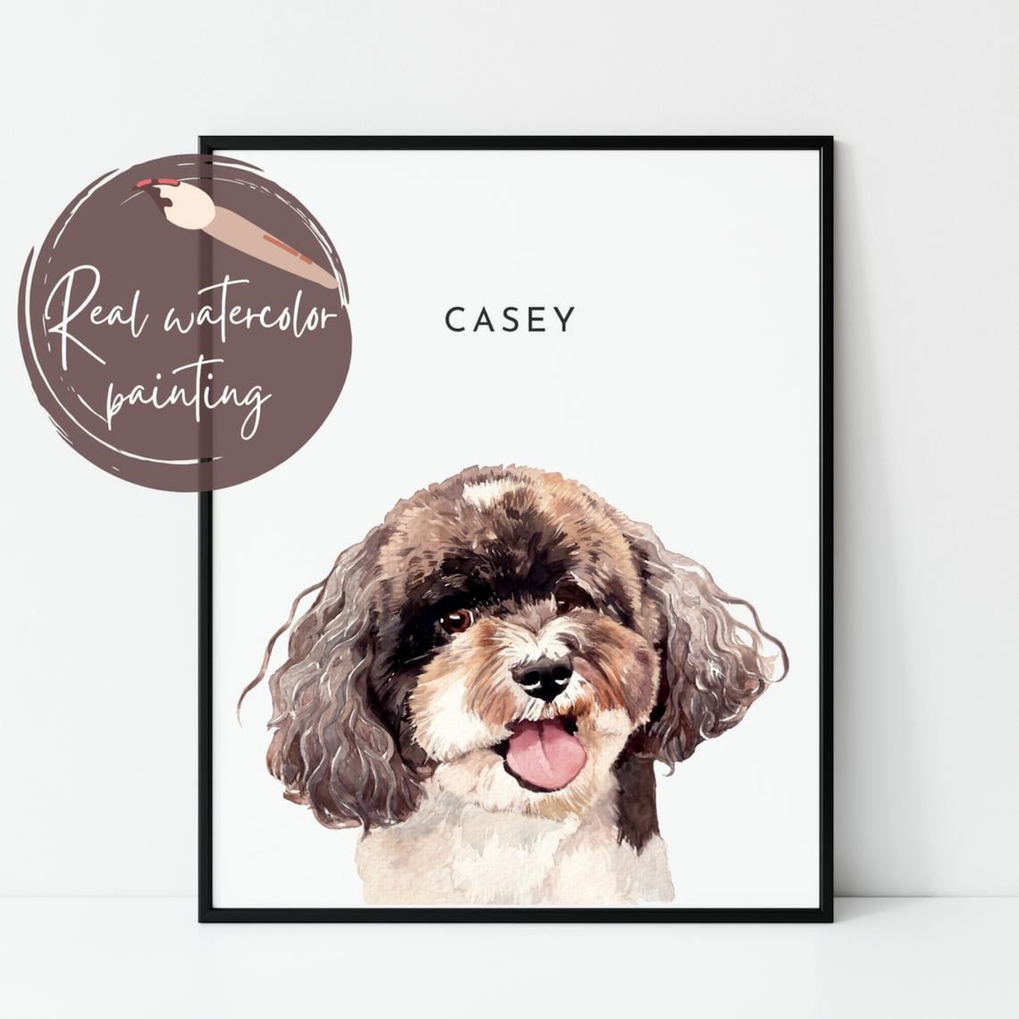 Custom Pet Portrait Watercolor Dog Memorial Gift Print - Image 2