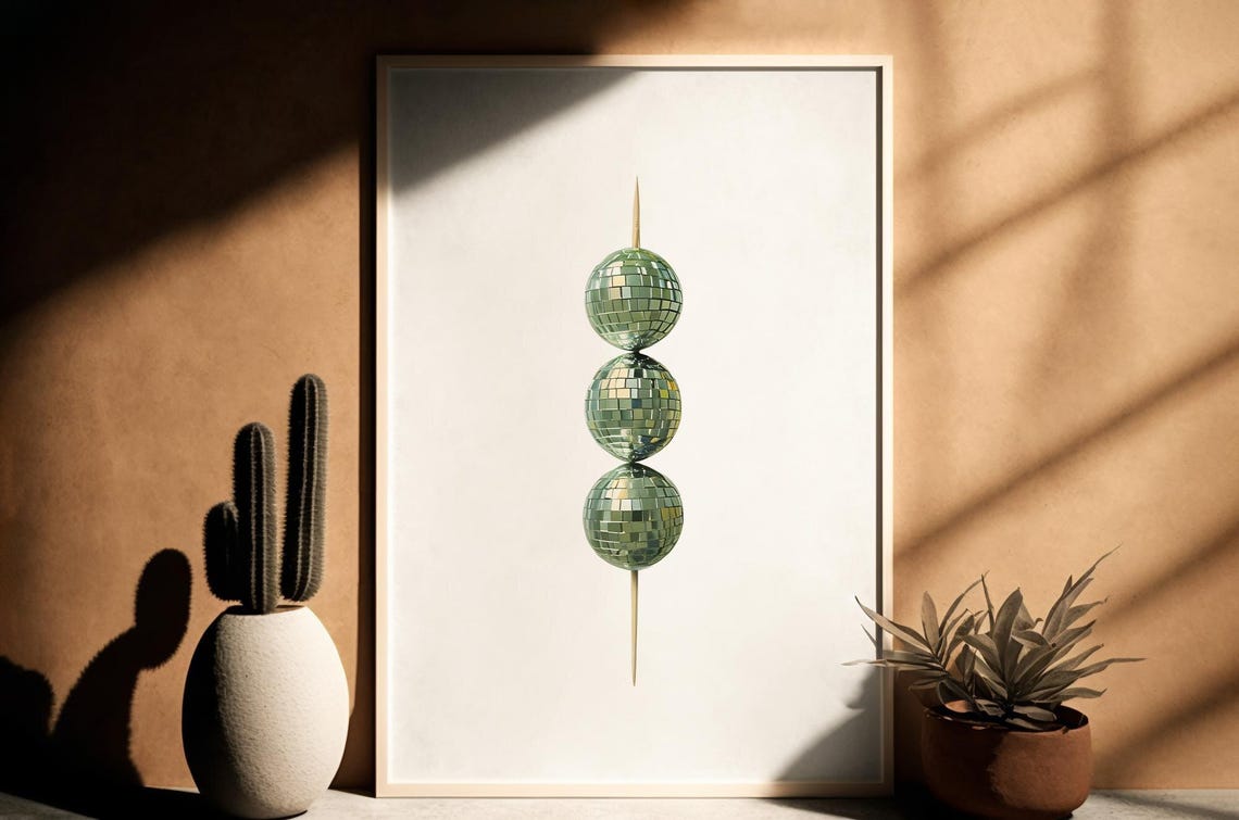 Disco Ball Olive Martini Garnish Fun Minimalist Bar Cart Poster