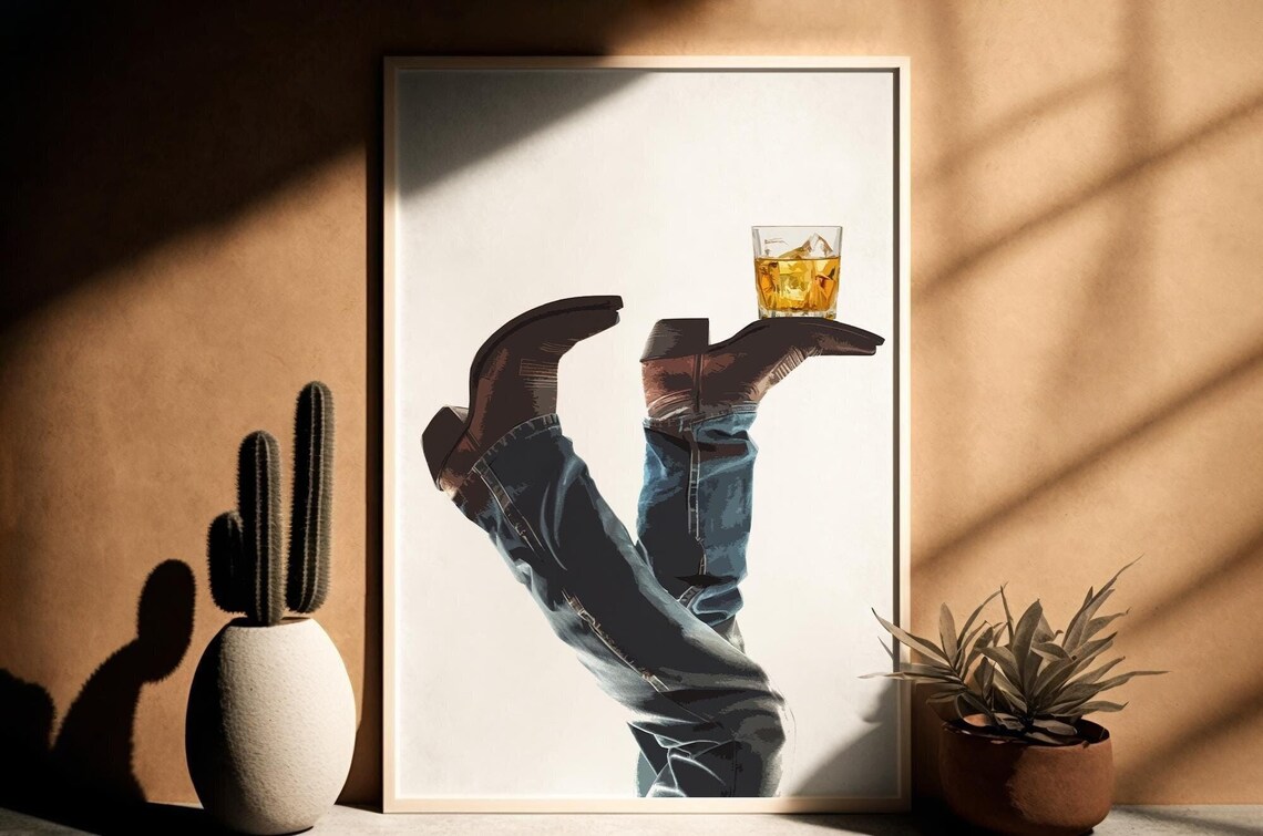 Cowboy Whisky On The Rocks Western Poster Print